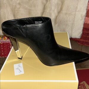 Michael Kors Black Mules with Metallic Heel